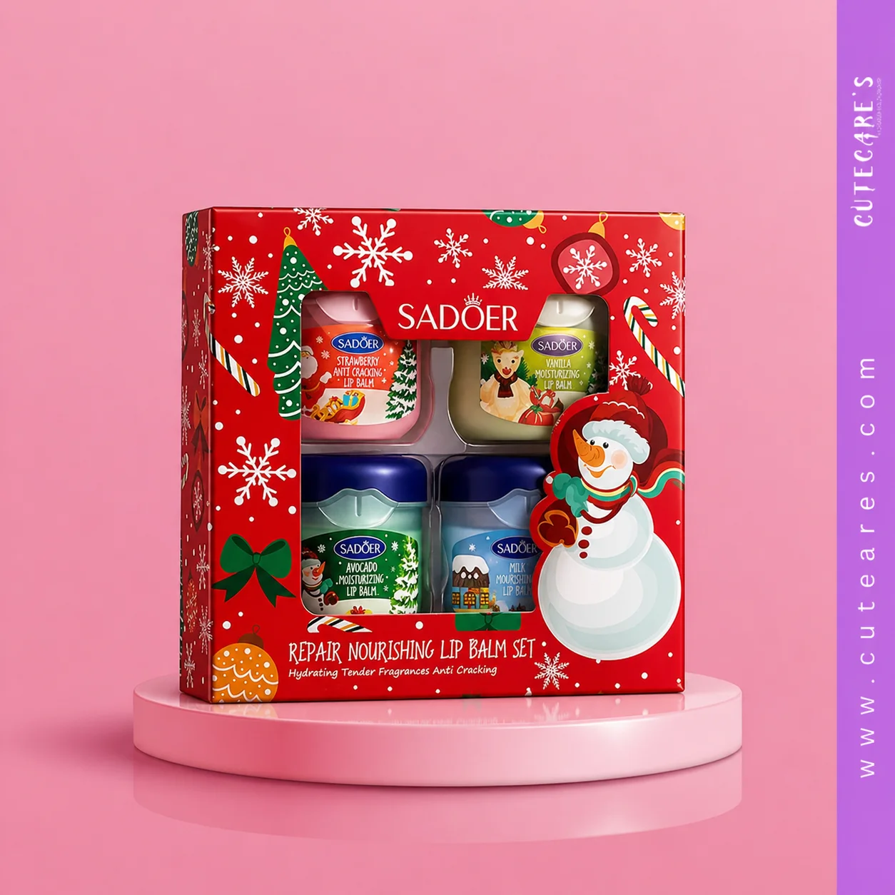 Sadoer Christmas Lip Balm 4 Pcs Set
