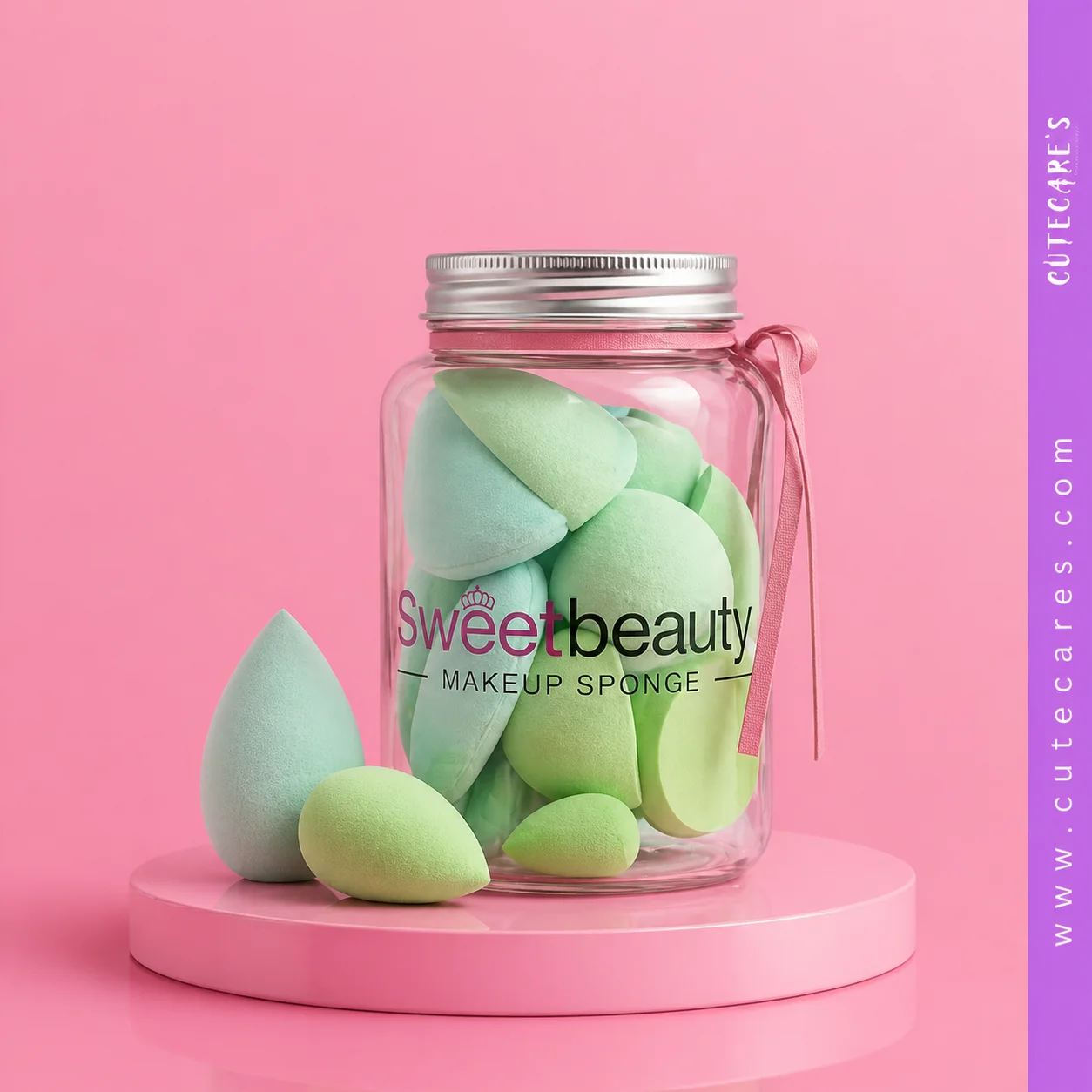 Sweet Beauty, featuring soft, uniquely shaped applicators packaged in clear jars