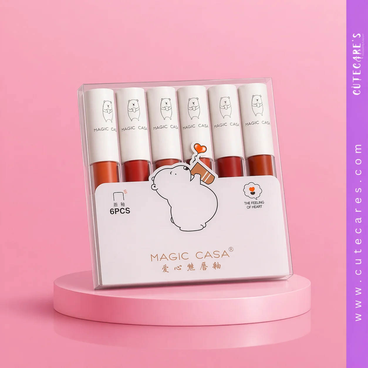 Magic Casa 6pcs Cute Bear Lipstick Set