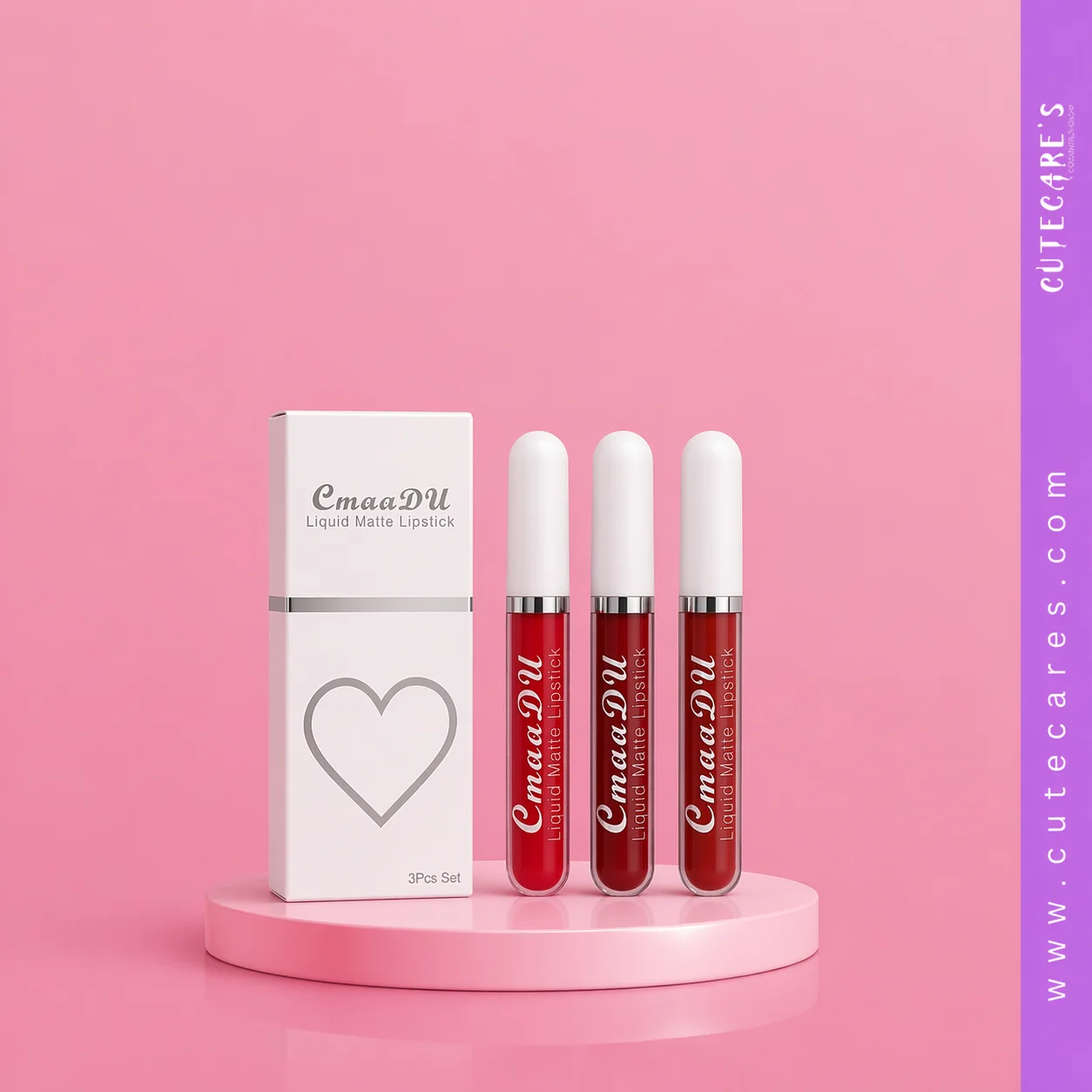 CmaaDu 3 Pcs Set Liquid Matte Non-stick Cup Waterproof Lipstick Set