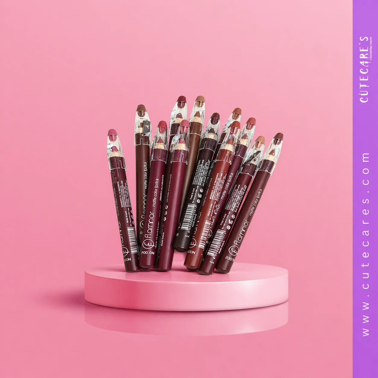 Flormar Rouge 12 Colors Wood Lip Pencil Set with Banners Cap