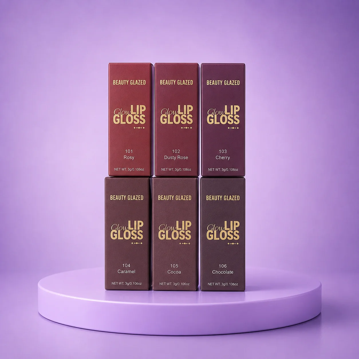 BEAUTY GLAZED Glow Lip Gloss 6 Shade Set