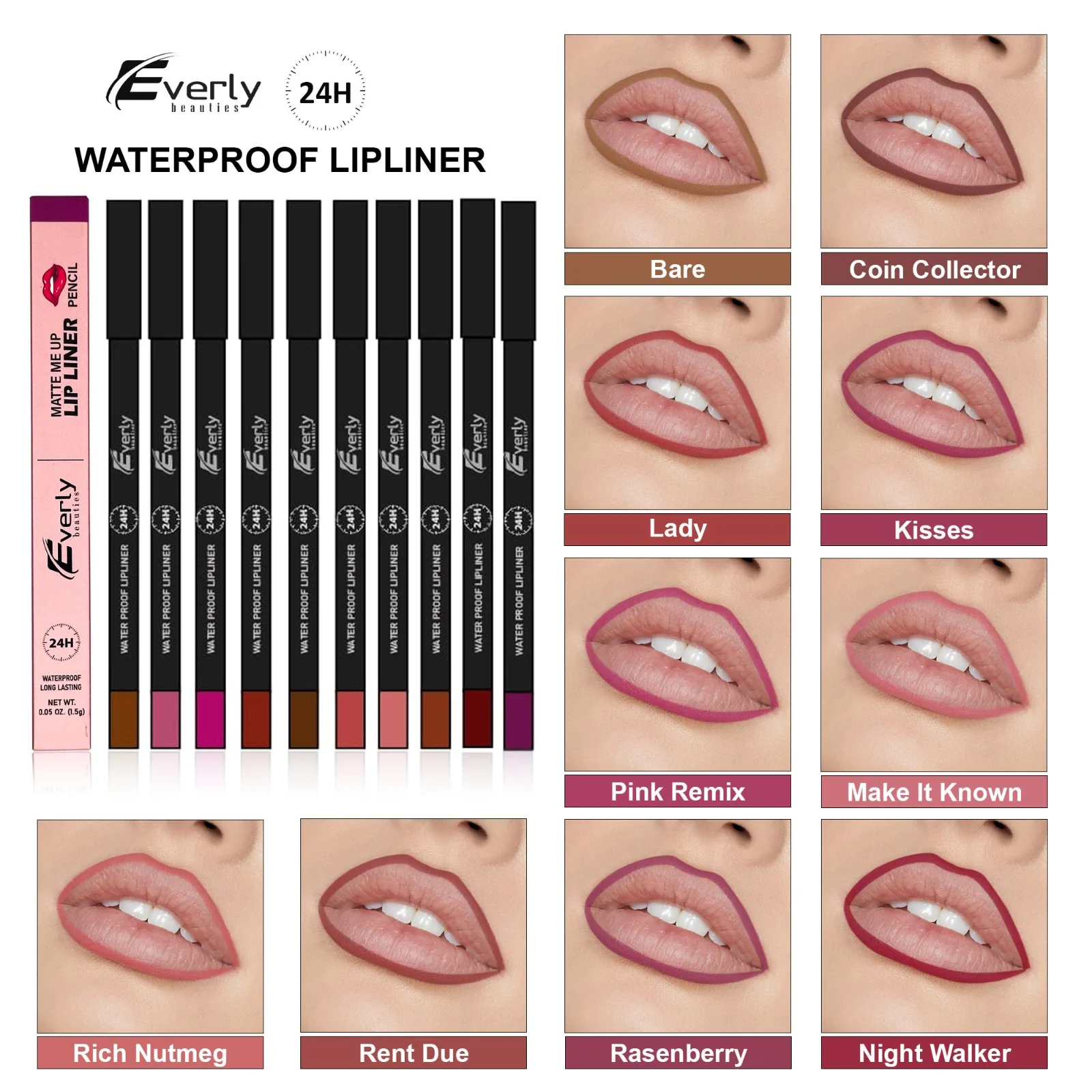 Everly Beauties Matte Me Up 24H Waterproof Lip Liner - Image 2